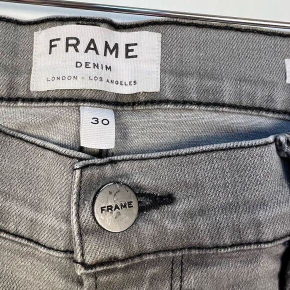 FRAME denim le garcon jeans slim boyfriend high rise gray raw hem women’s sz 30 - Picture 5 of 12